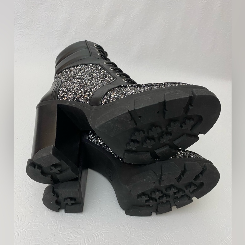 Michael Kors Ridley Lug- Sole Glitter Combat Boots Women’s Size 6M. - Picture 8 of 11